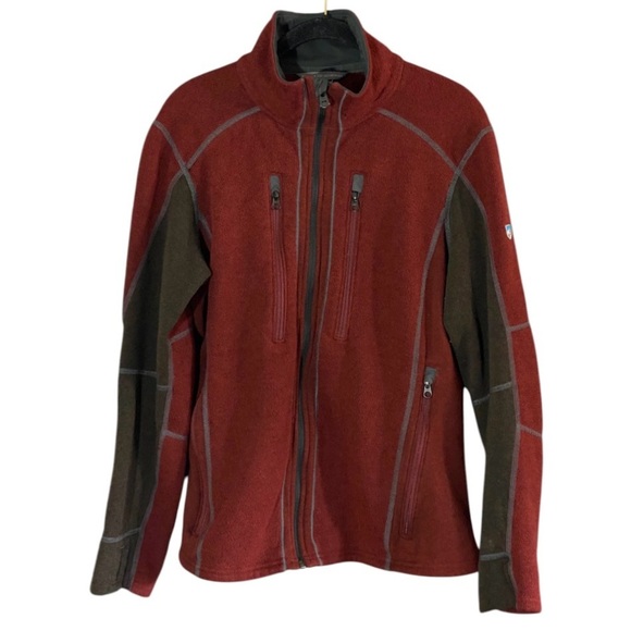 KUHL Men’s Red Black Fleece Jacket S Full Zip Outdoor Hiking Camping Warm Layer - Picture 1 of 12